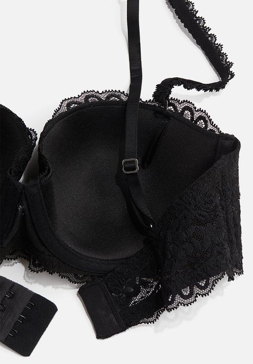 H&M - Padded lace balconette bra - black