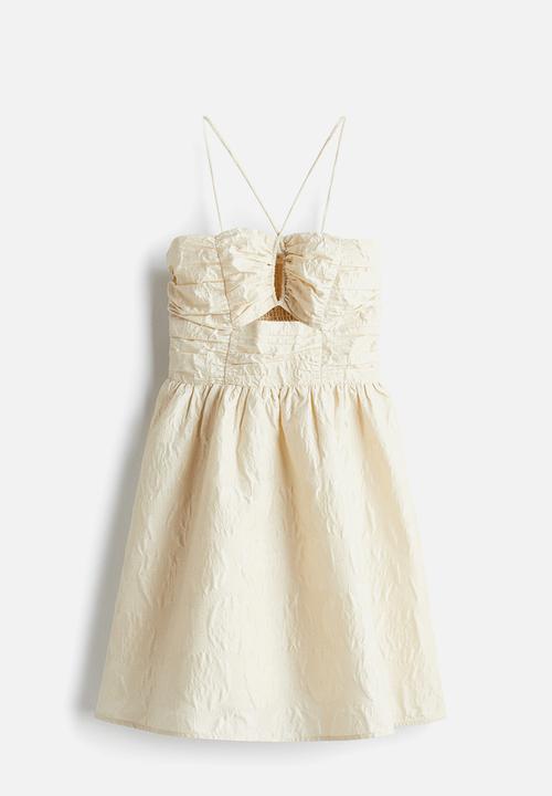 H&M - Jacquard-weave mini dress - light beige