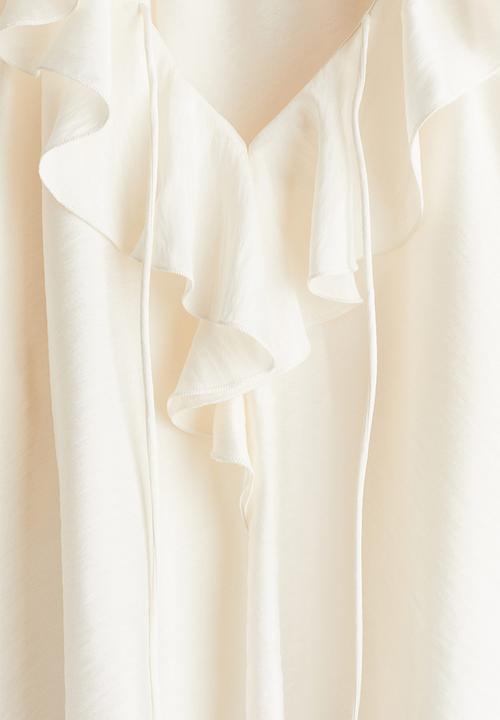 H&M - Flounce-trimmed blouse - cream