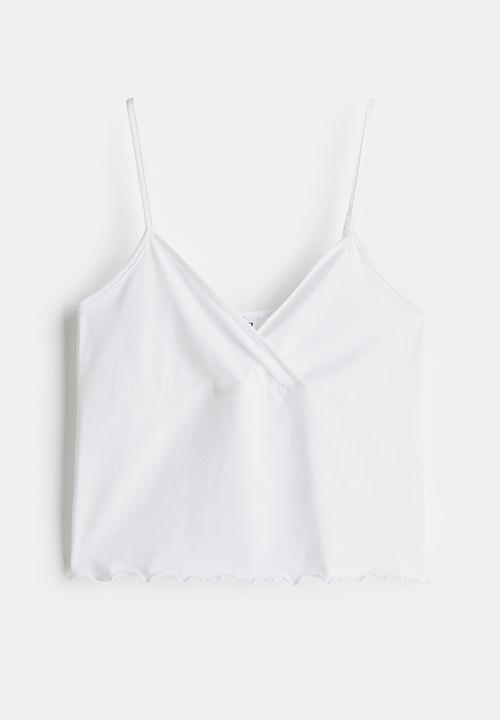 H&M - Overlock-detail strappy top - white