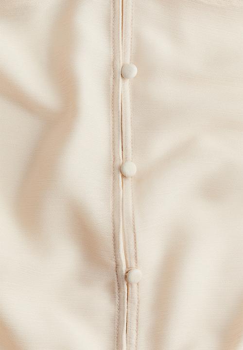 H&M - Flounce-trimmed chiffon blouse - light beige