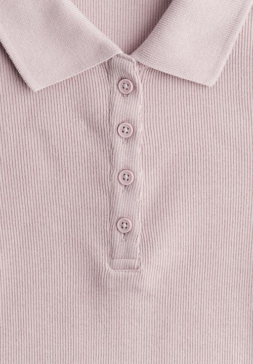 H&M - Ribbed polo shirt - light dusty pink 