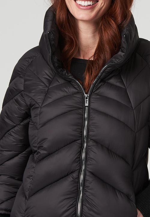 Stella Morgan - Chevron Puffer Coat - Black