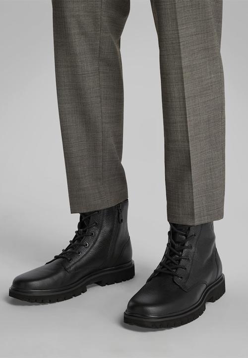 Calvin Klein - Eva Mid Lace-up Boot Tumbled - Black leather