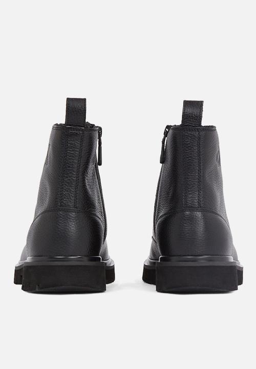 Calvin Klein - Eva Mid Lace-up Boot Tumbled - Black leather