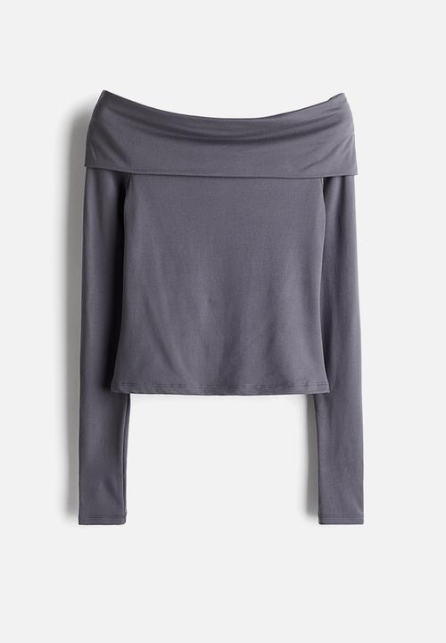 H&M - Off-the-shoulder top - dark grey