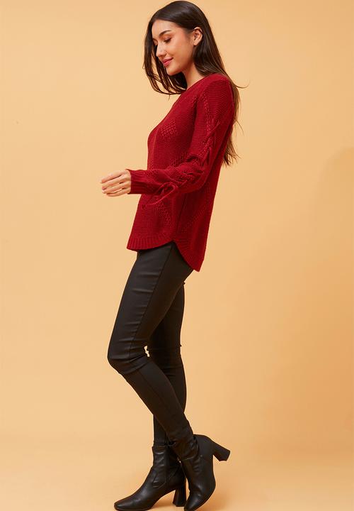 Stella Morgan - Crochet Knit Jersery - Red