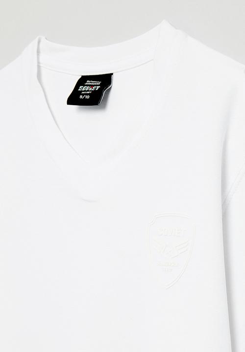 SOVIET - Boys Long Sleeve V-Neck Tee - White