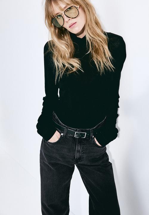 H&M - Wide high jeans - dark denim grey 