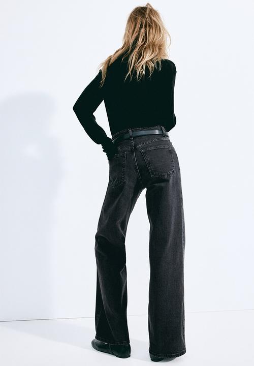 H&M - Wide high jeans - dark denim grey 