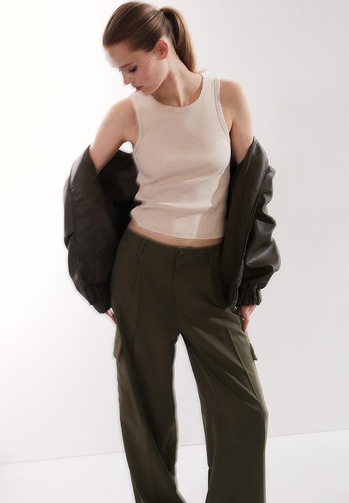 H&M - Wide cargo trousers - khaki green
