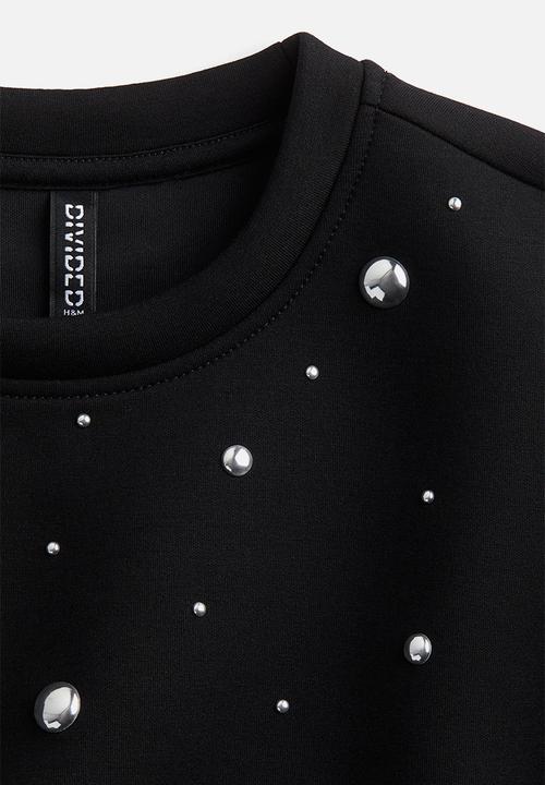 H&M - Studded scuba sweatshirt - black