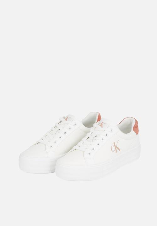 Calvin Klein - Bold Vulc Flatform Low Lth ML - Bright White/Tuscany