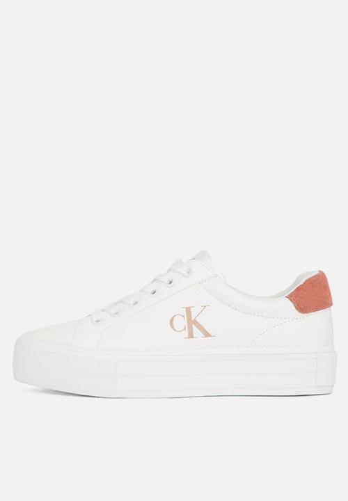 Calvin Klein - Bold Vulc Flatform Low Lth ML - Bright White/Tuscany
