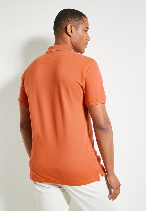 POLO - Mens Essential Pique Short Sleeve Golfer - Orange