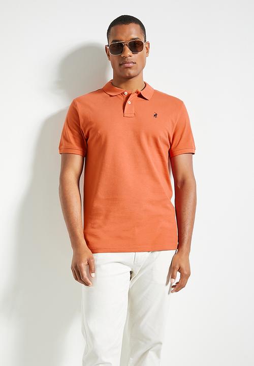 POLO - Mens Essential Pique Short Sleeve Golfer - Orange