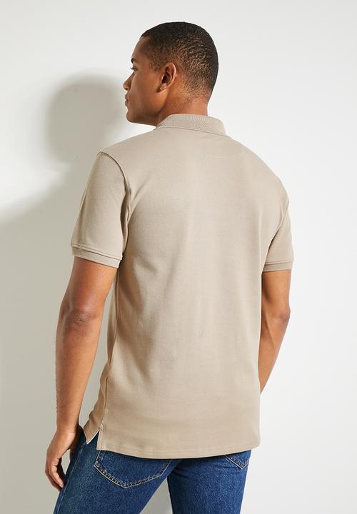 POLO - Mens Essential Pique Short Sleeve Golfer - Taupe