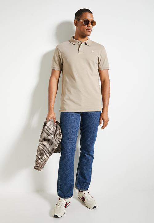 POLO - Mens Essential Pique Short Sleeve Golfer - Taupe
