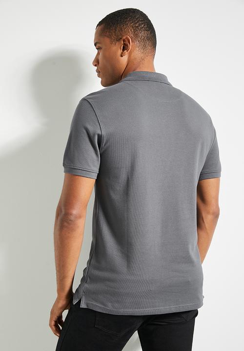POLO - Mens Essential Pique Short Sleeve Golfer - Dark Grey
