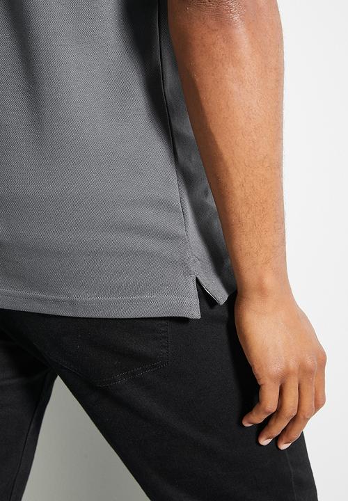 POLO - Mens Essential Pique Short Sleeve Golfer - Dark Grey