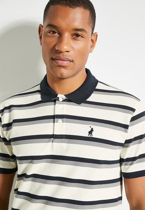 POLO - Mens Striped Short Sleeve Golfer - Multi
