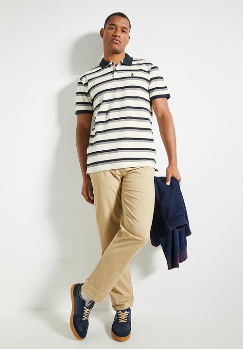 POLO - Mens Striped Short Sleeve Golfer - Multi