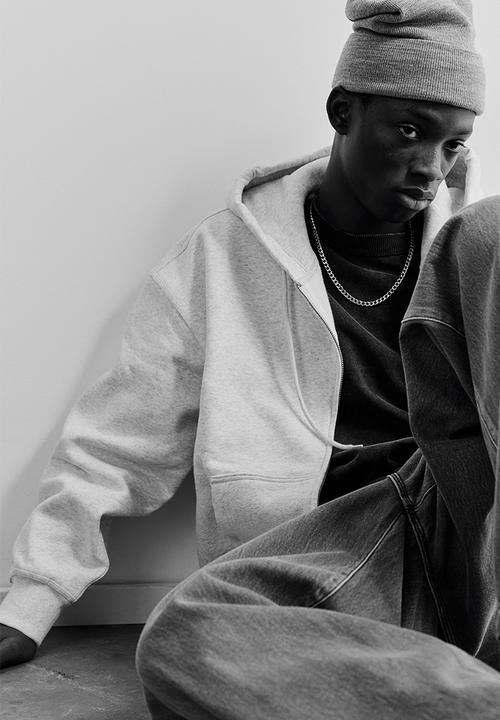 H&M - Oversized fit zip-through hoodie - light grey marl