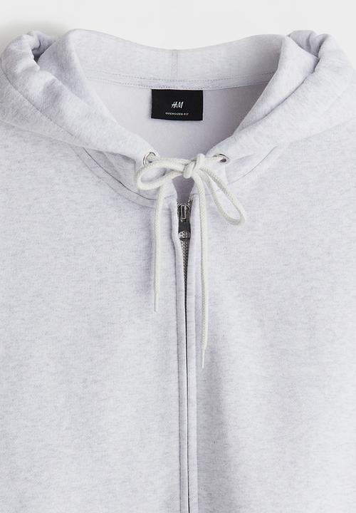 H&M - Oversized fit zip-through hoodie - light grey marl