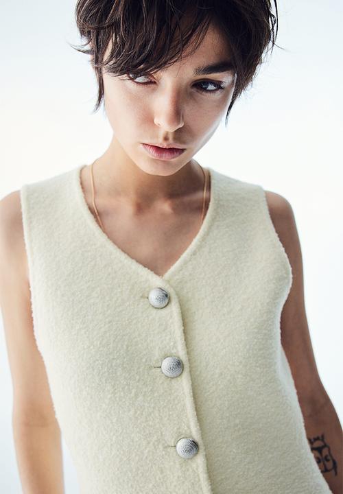 H&M - Wool-blend knitted waistcoat - cream