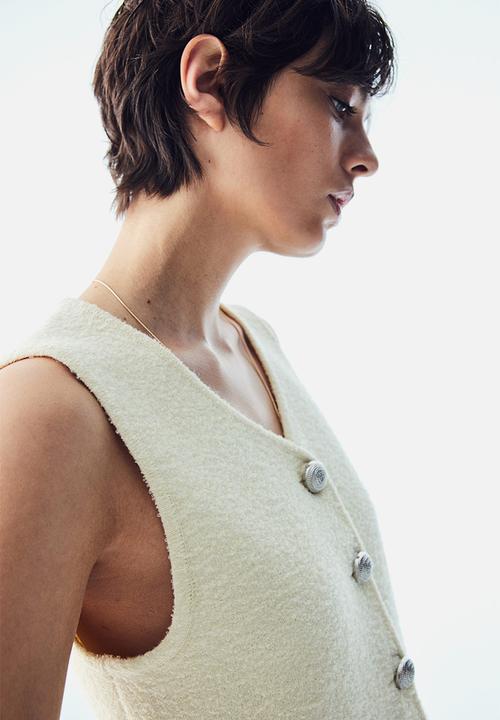 H&M - Wool-blend knitted waistcoat - cream
