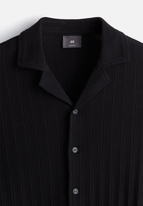 H&M - Regular fit knitted resort shirt - black