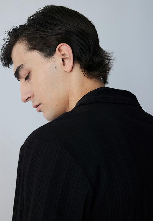 H&M - Regular fit knitted resort shirt - black