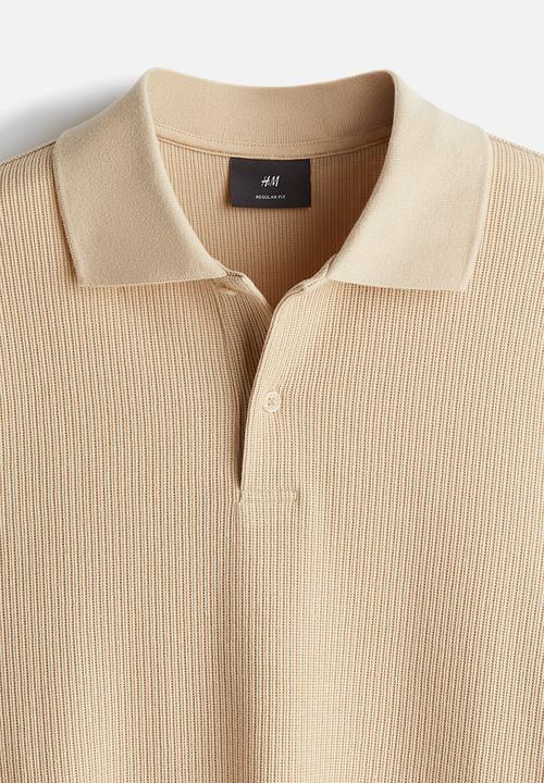 H&M - Regular fit ribbed polo shirt - beige