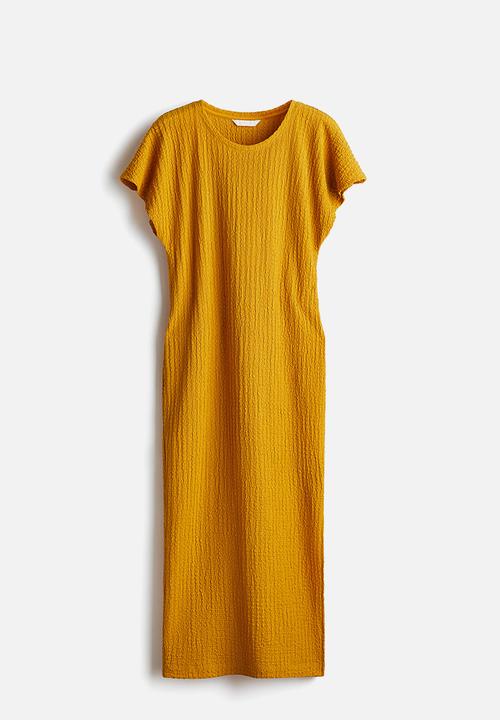 H&M - Textured jersey dress - mustard yellow