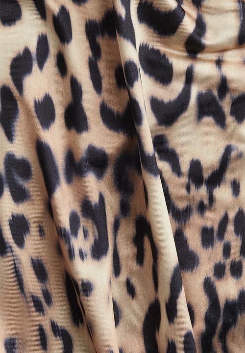 H&M - Turtleneck jersey top - light beige & leopard print