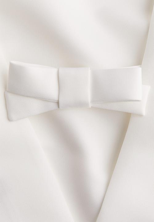H&M - Bow-detail deep-back top - cream