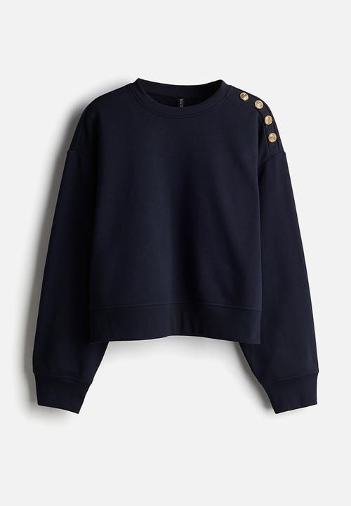 H&M - Button-detail sweatshirt - navy blue