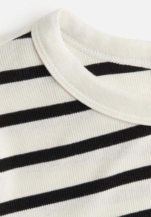 H&M - Ribbed jersey top - white,multi