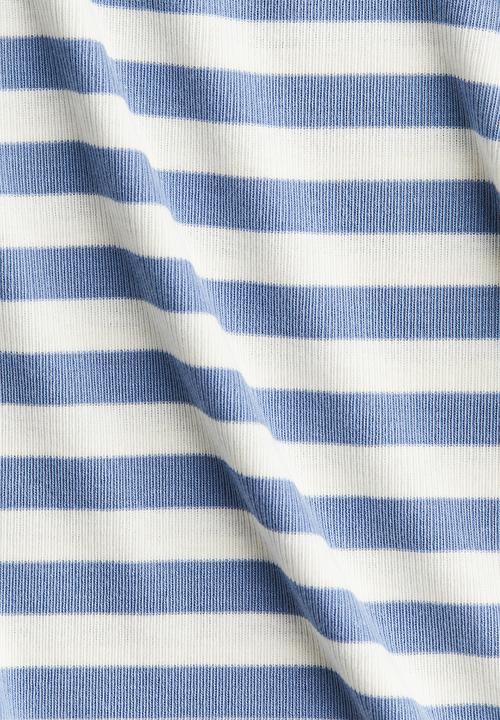 H&M - Ribbed jersey top - dusty blue/striped 