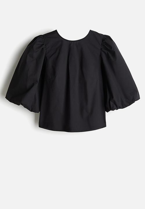 H&M - Lyocell-blend tie-detail blouse - black