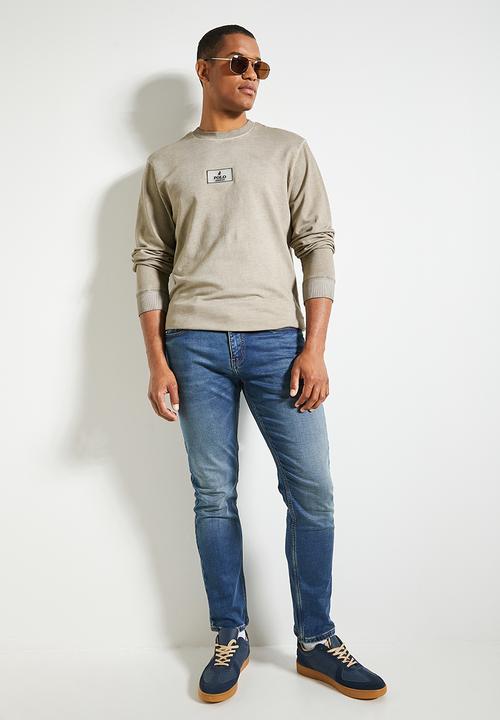 POLO - Mens Pjc Ls Enzyme Dyed Sweat Top - Taupe