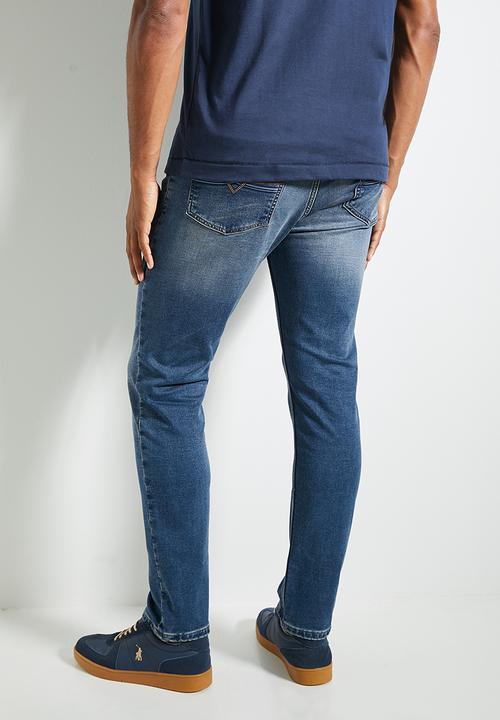 POLO - Mens Knitted Slim Leg Denim - Medium Wash