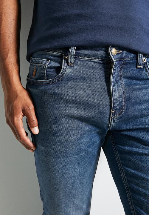 POLO - Mens Knitted Slim Leg Denim - Medium Wash