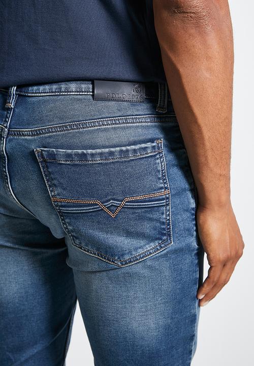 POLO - Mens Knitted Slim Leg Denim - Medium Wash