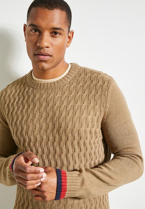 Ben Sherman - Cable Textured Crew - Lt Brown