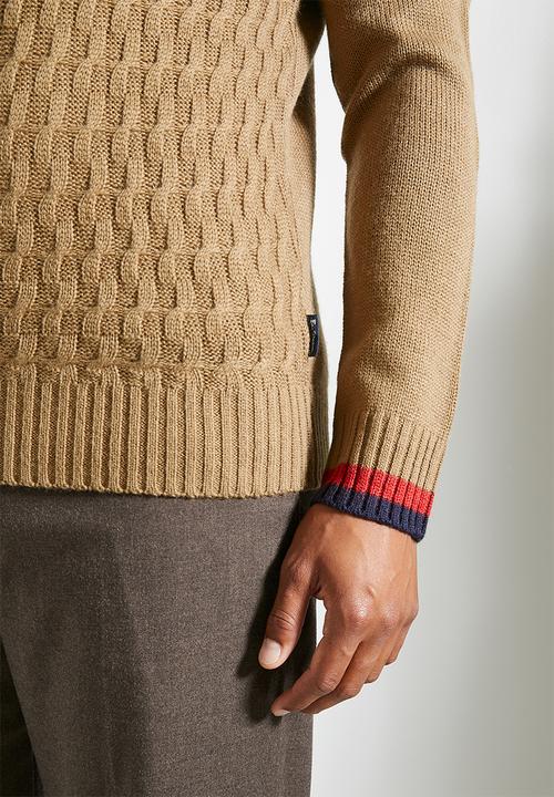 Ben Sherman - Cable Textured Crew - Lt Brown