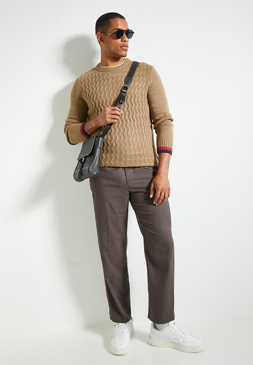 Ben Sherman - Cable Textured Crew - Lt Brown