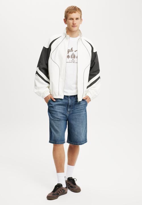 Cotton On - Panelled Racer Jacket - White/Black