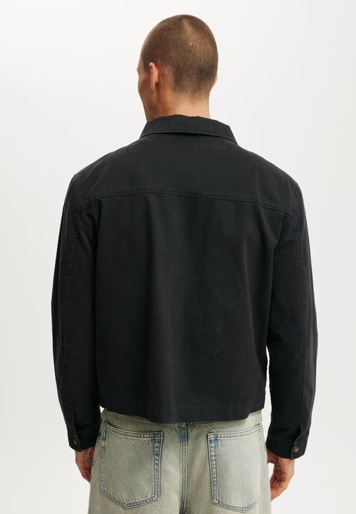 Cotton On - Cropped Harrington Jacket - Washed Black