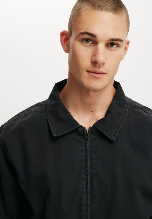 Cotton On - Cropped Harrington Jacket - Washed Black
